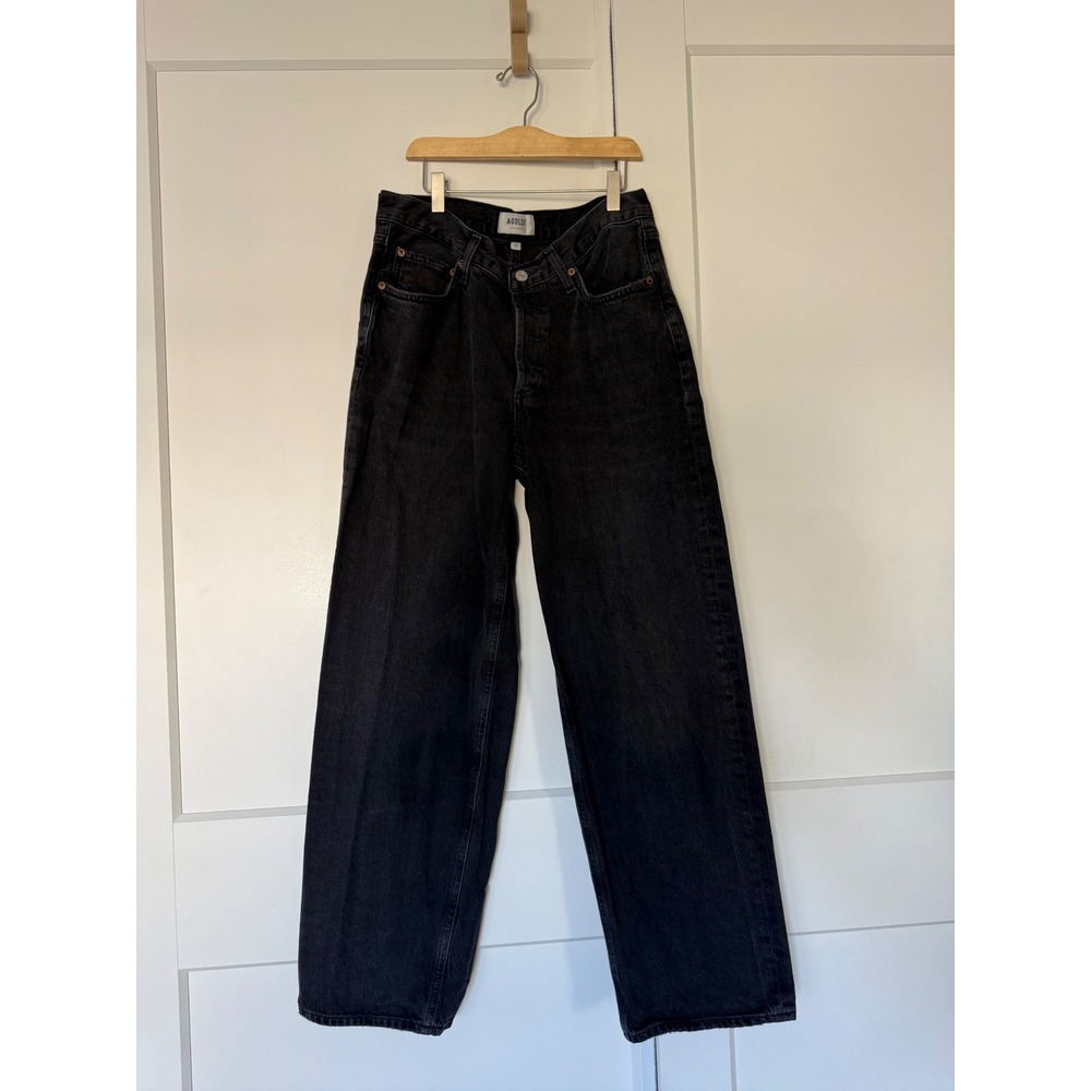 AGOLDE V-Waist Baggy Jeans 29 Washed Black Regenerative Cotton A208-1157